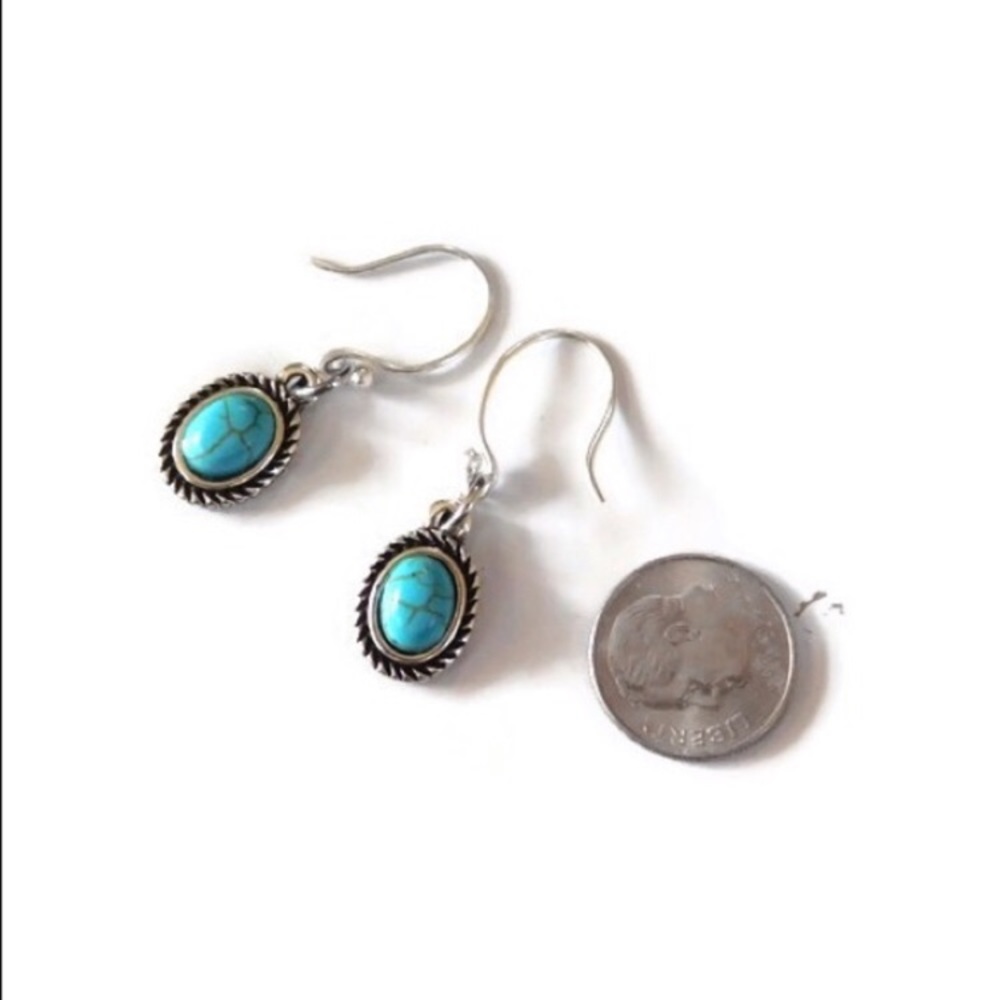 New! Sterling Silver Turquoise Drop Earrings - Picture 7 of 8